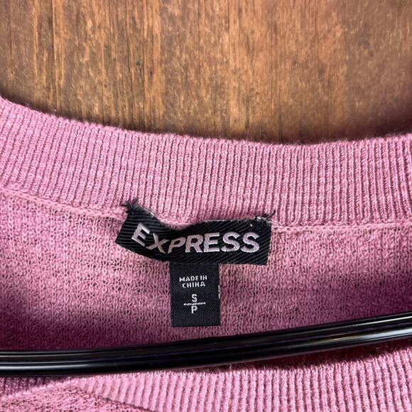 Express Womens Sweater Pink Knitted Cold Ladder Sleeve U Hem Small - Picture 6 of 13